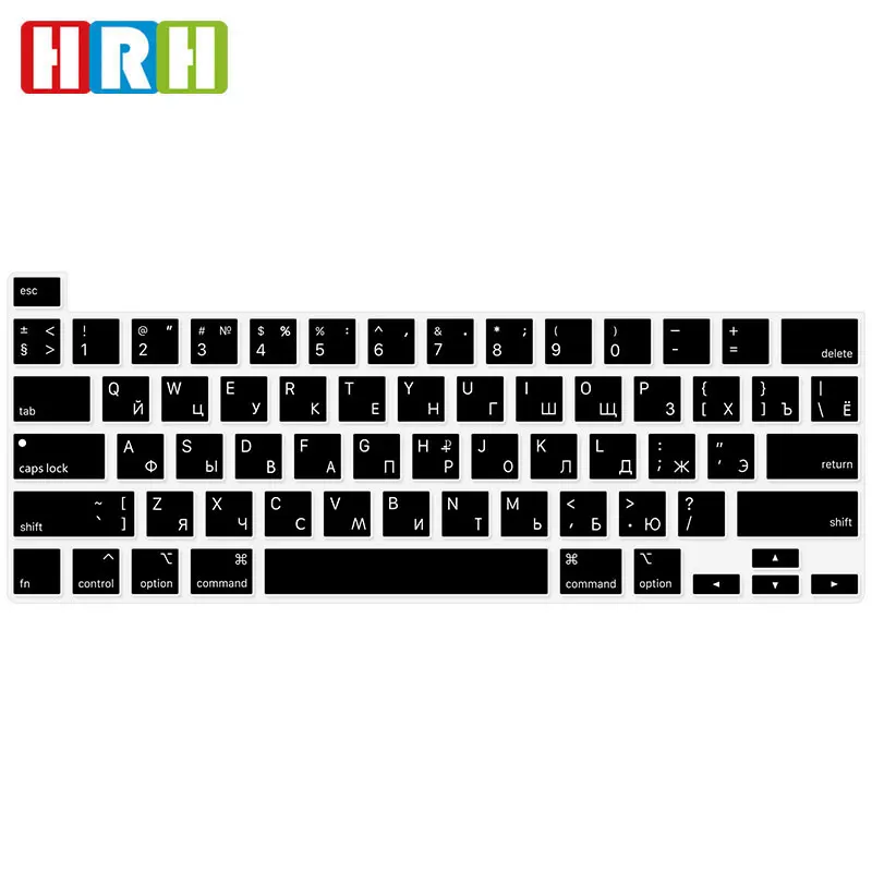 Черная Силиконовая накладка на русскую клавиатуру HRH версия для MacBook New Pro 16 2019 A2141