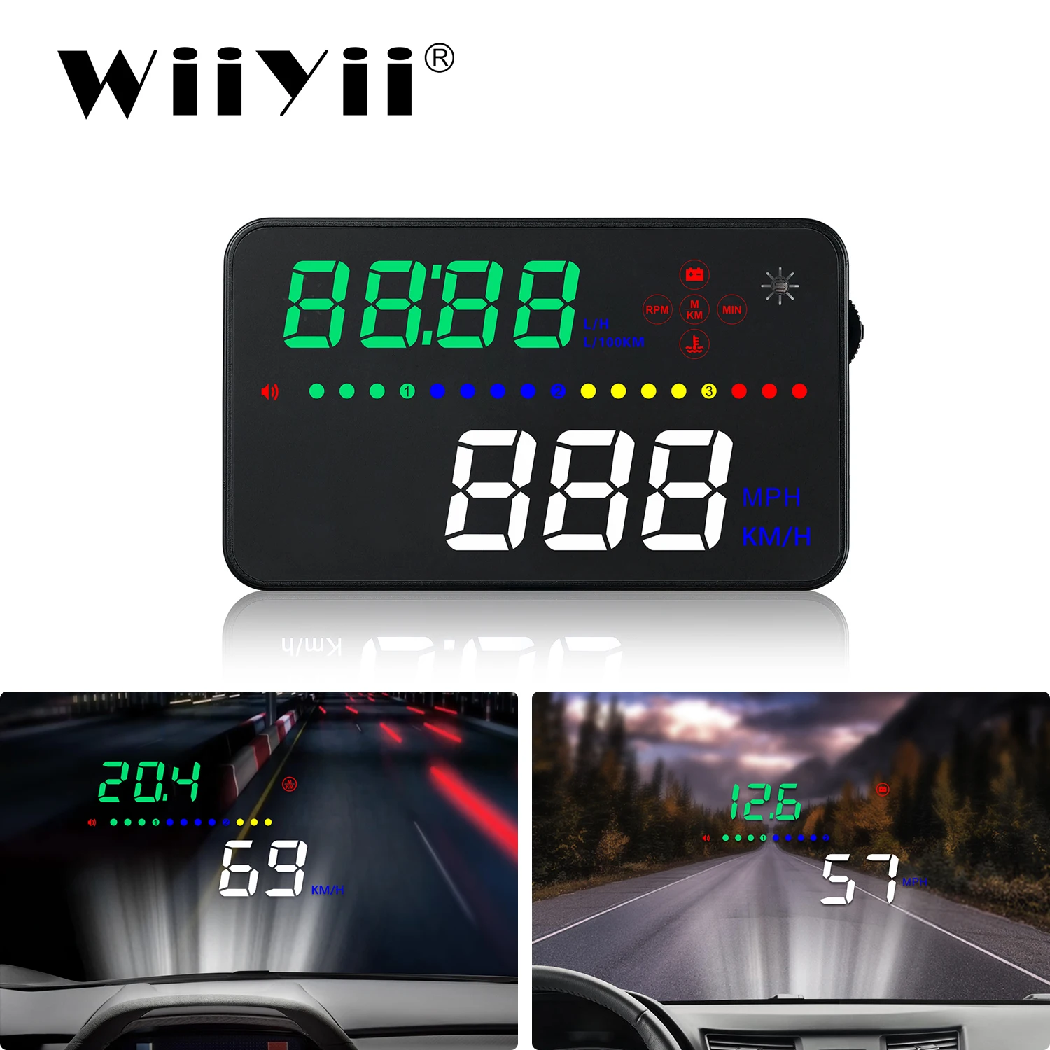 

WYING A300 HUD OBD2 GPS Digital Speedometer A3 Car Head Up Display Windshield Speed Projector Water temp Overspeed Alarm