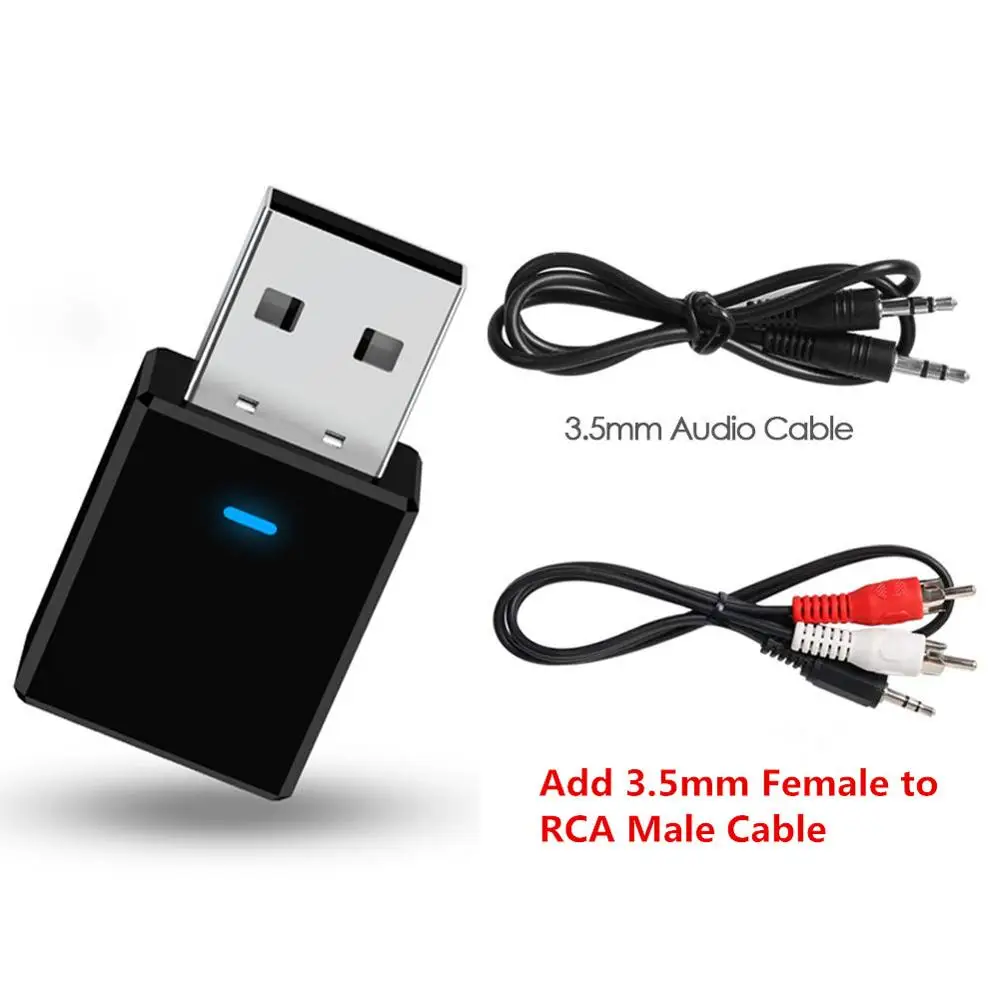 Color3 Add RCA Cable 5,0 Bluetooth передатчик приемник Мини 3,5 мм AUX стерео беспроводной Bluetooth адаптер для автомобиля музыка Bluetooth передатчик для телевизора - Цвет: Color3 Add RCA Cable