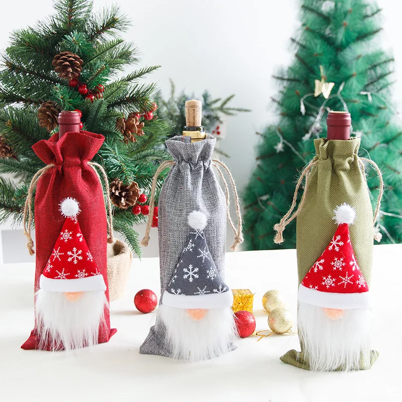 

2022 с новым годом Счастливого рождества декор для вечерние чехол для винной бутылки Снеговик Рождество безликие кукольные чулки