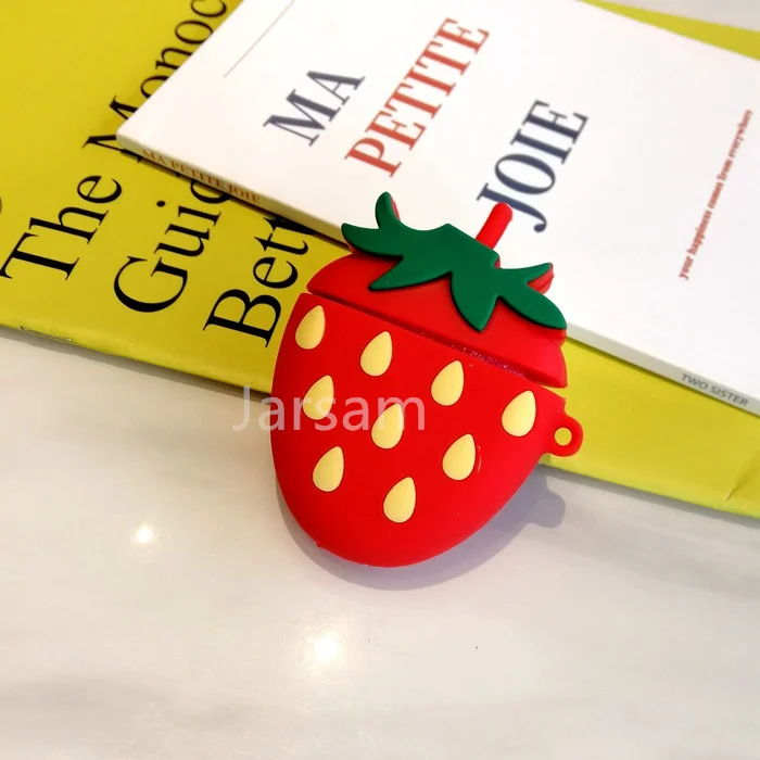 Чехол для Airpods, силиконовый чехол с рисунком для Apple Air pods, милый чехол для наушников, 3D чехол для наушников, аксессуары для наушников - Цвет: Strawberry