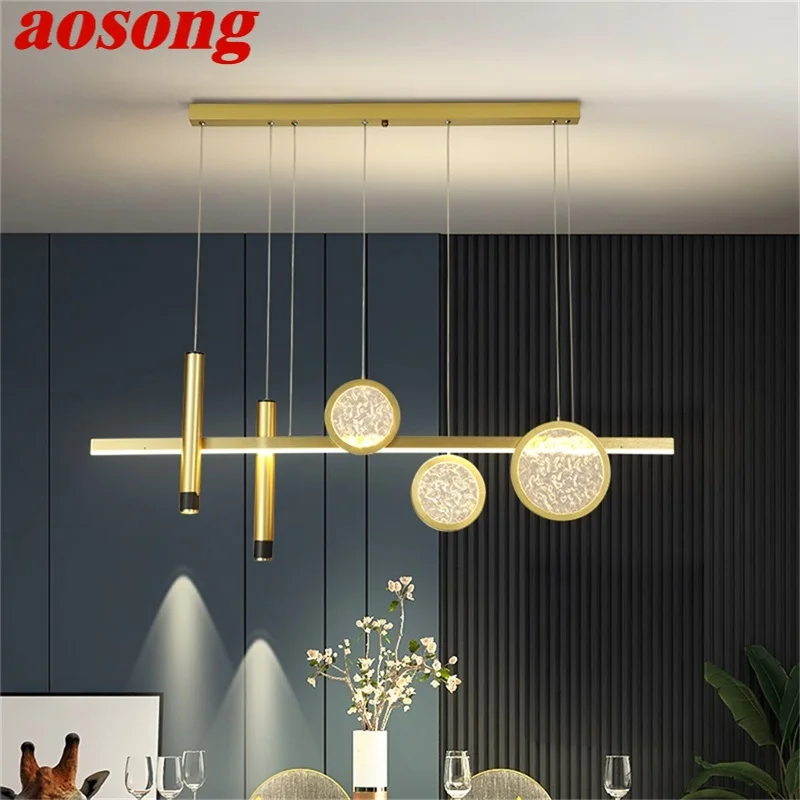 

AOSONG Nordic Pendant Light Contemporary LED Gold Lamps With Spotlight Fixtures for Home Dining Room Decoration