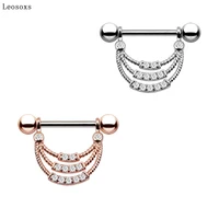 leosoxs 2pcs hot selling milk ring popular stainless steel zircon milk ring in europe and america