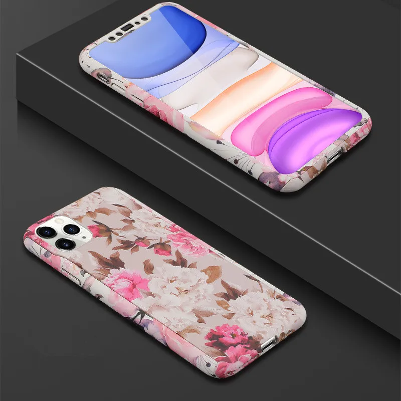 Модный 360 градусов полный корпус защитный чехол для телефона для iPhone 6 6S 7 8 Plus X XS Max XR Зеленый Кактус Жесткий PC задняя крышка Coque - Цвет: Style 19