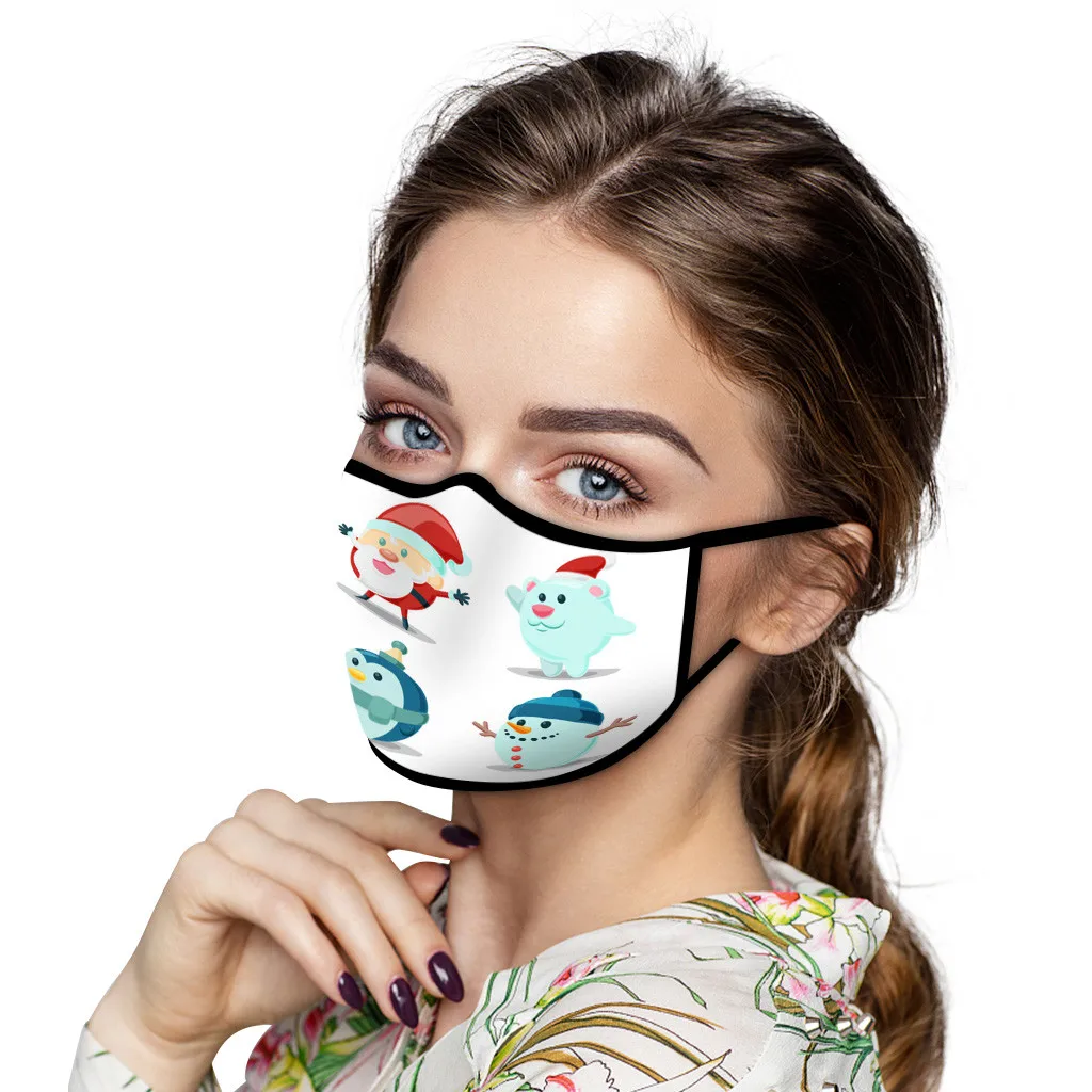 

Adult Face Mask Cotton Cloth Christmas Print Mouth Cover The Sublimation Printing Washable Breathable Mask Mascarilla
