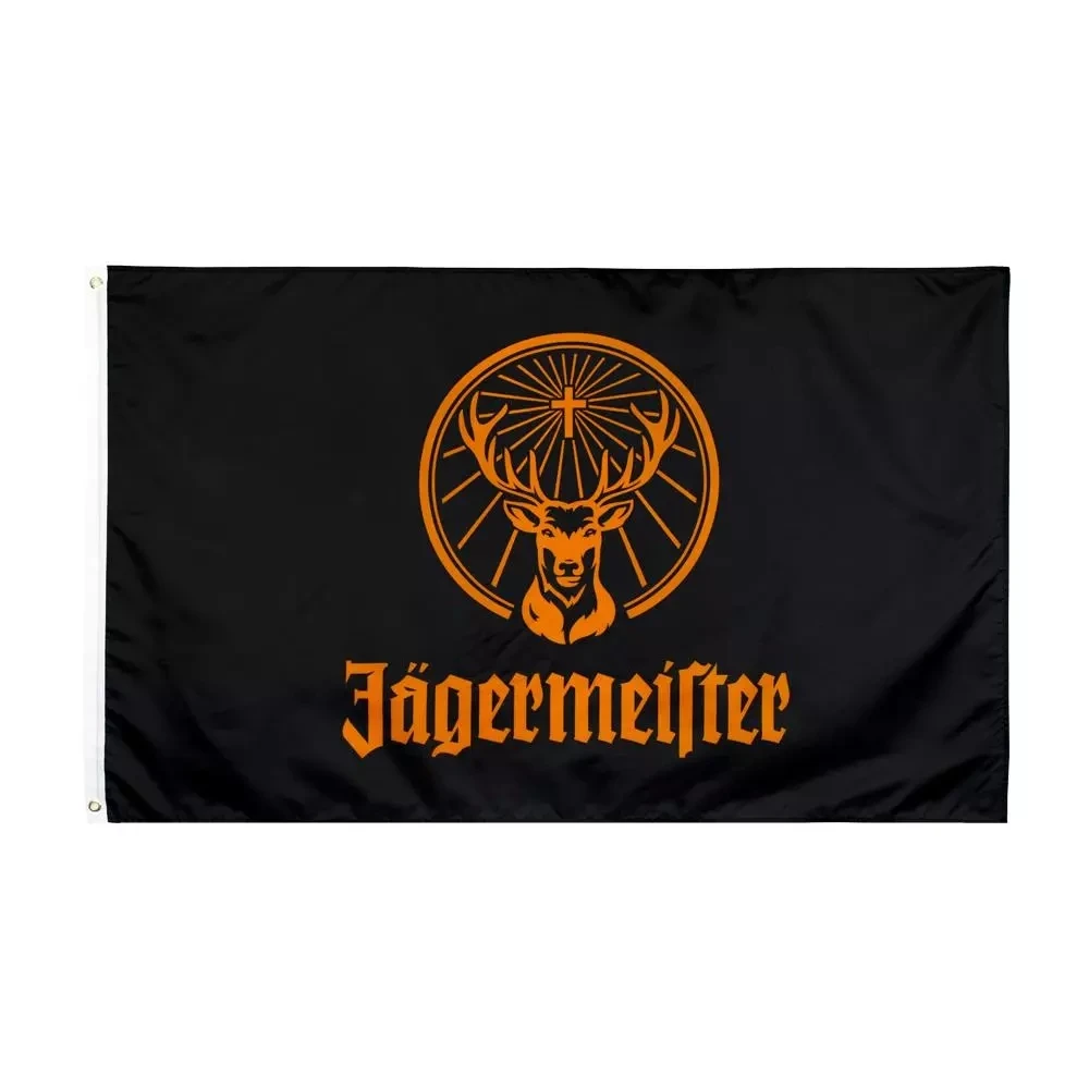 

wholesale double stitched 3x5fts 90*150cm Black Jagermeister Flag life flag for decoration