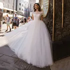 Женское свадебное платье It's yiiya, белое кружевное платье принцессы с короткими рукавами, вырезом лодочкой на заказ на лето 2022