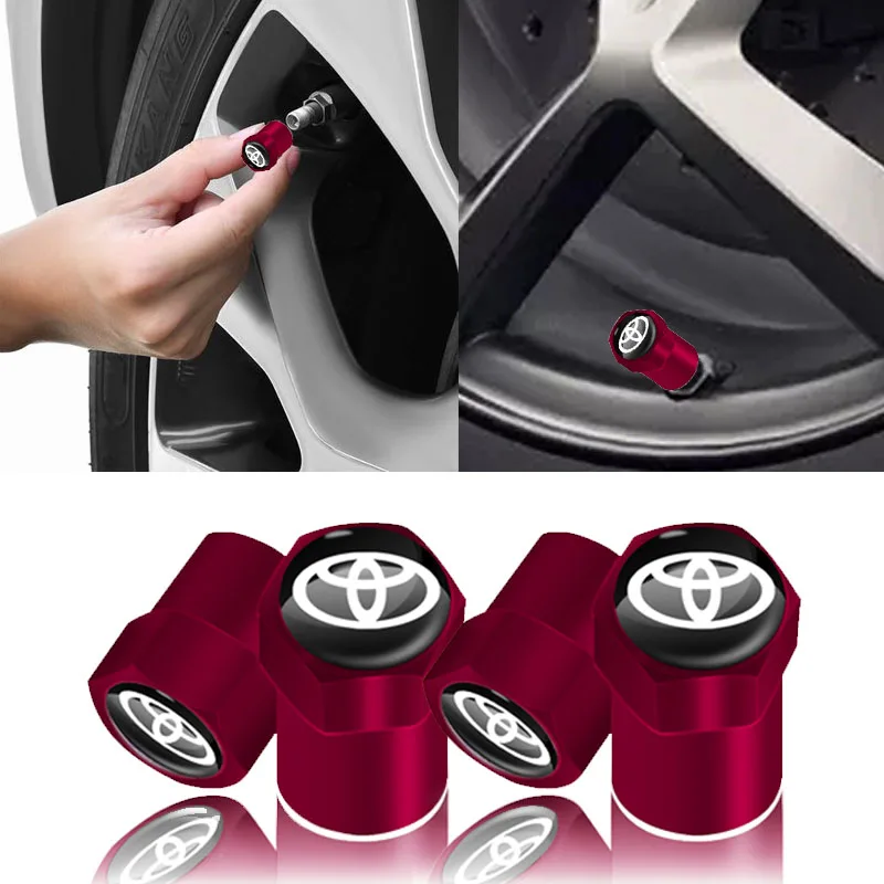 

4pcs Car Wheel Tire Valve Caps Case for Toyotas Corolla Yaris Rav4 Avensis Auris Camry C-hr 86 Prius Accessories Automobile Good