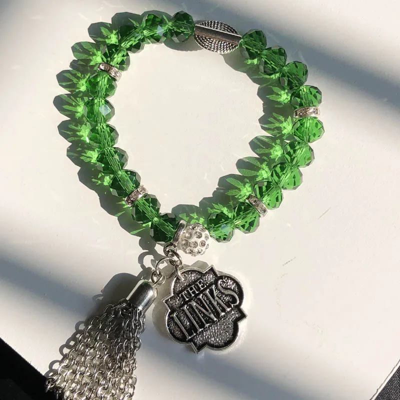 

Индивидуальные персонализированные Зеленые Бусины, греческие звенья, цепочка, логотип, браслет