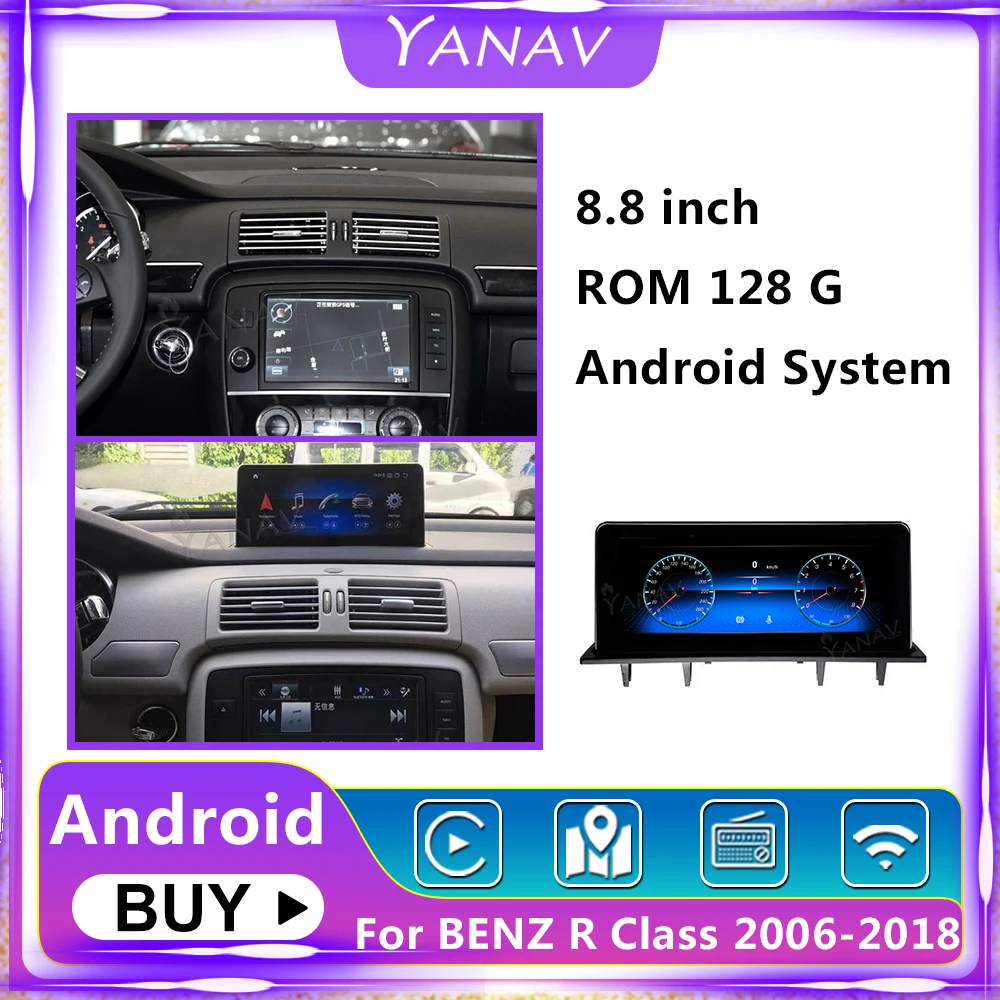 

8.8 Inch 2 Din Android 10 Car Radio For Mercedes Benz R Class R63 W251 R280 R300 R320 R350 2006-2018 Head Unit Navigation 128GB