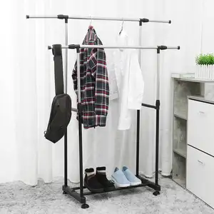 Вешалка для пальто из нержавеющей стали, держатель для одежды, напольная Регулируемая телескопическая подвижная полка для хранения одежды