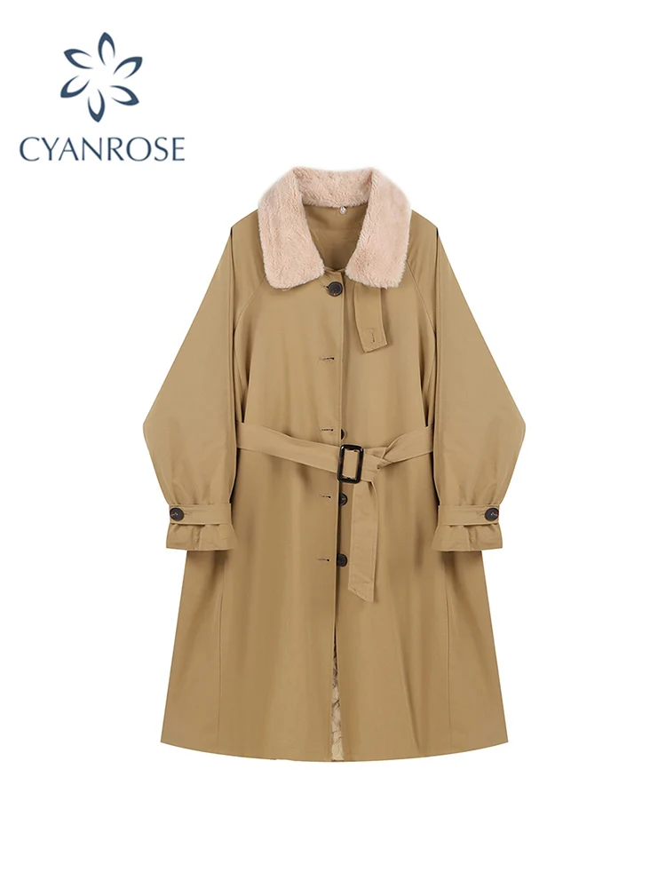 

Женский свободный тренчкот с хлопковой подкладкой, длинная приталенная утепленная офисная ветровка в Корейском стиле, зимнее пальто
