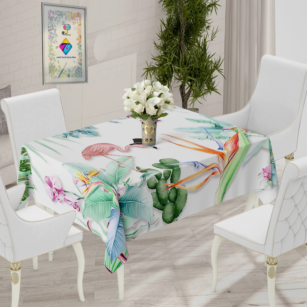 

Водонепроницаемая скатерть с принтом тропической растительности, плотная Прямоугольная Скатерть для свадьбы, украшение для дома, гостиной