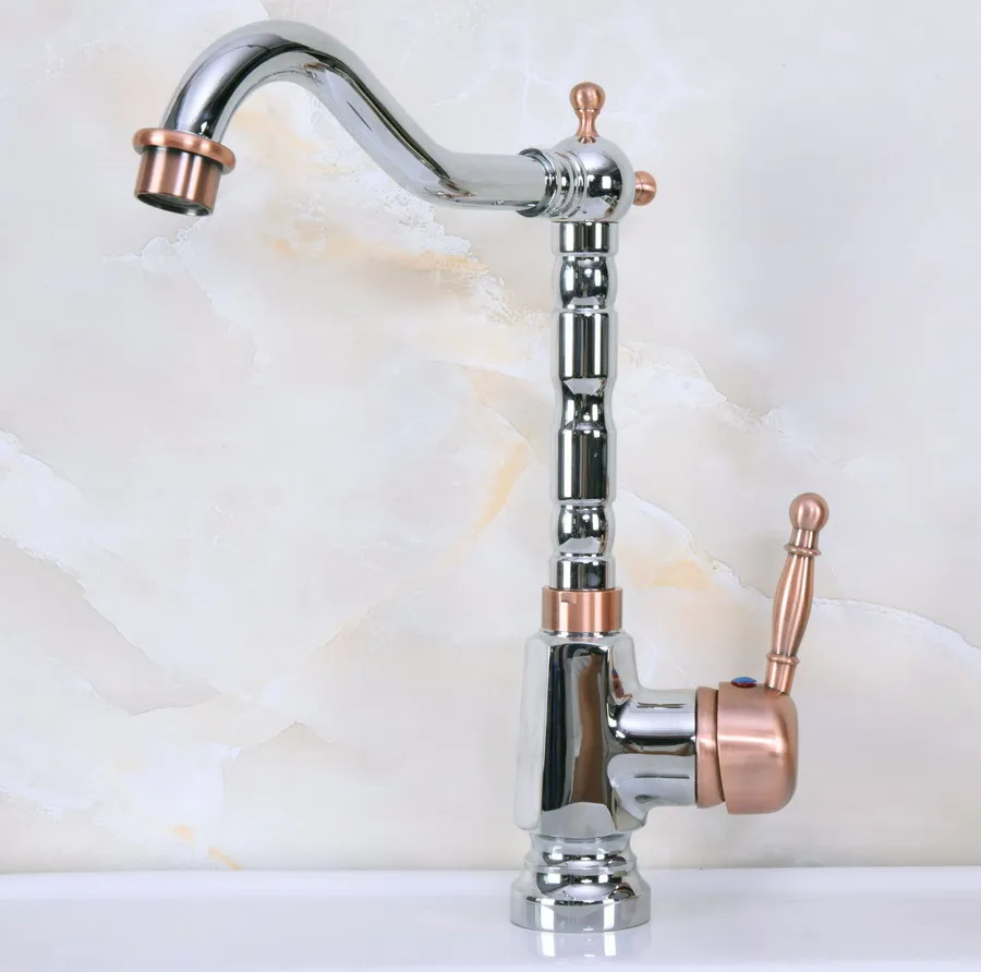 Полированный хромированный античный красный медный латунный смеситель с одной