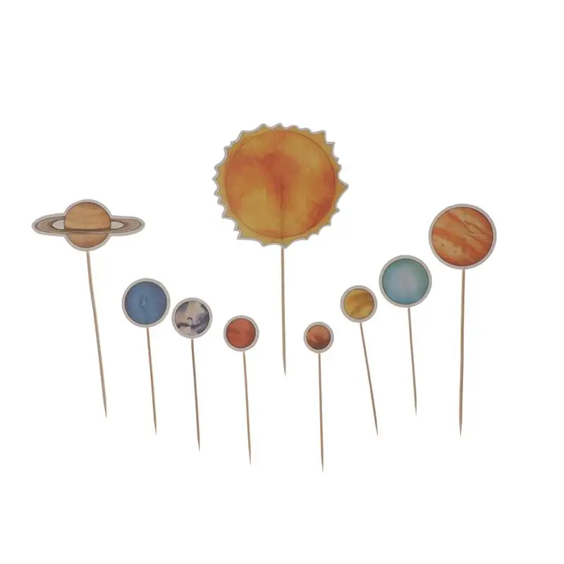 9 шт. топперы для торта милый мультяшный космос Вселенная солнце планета