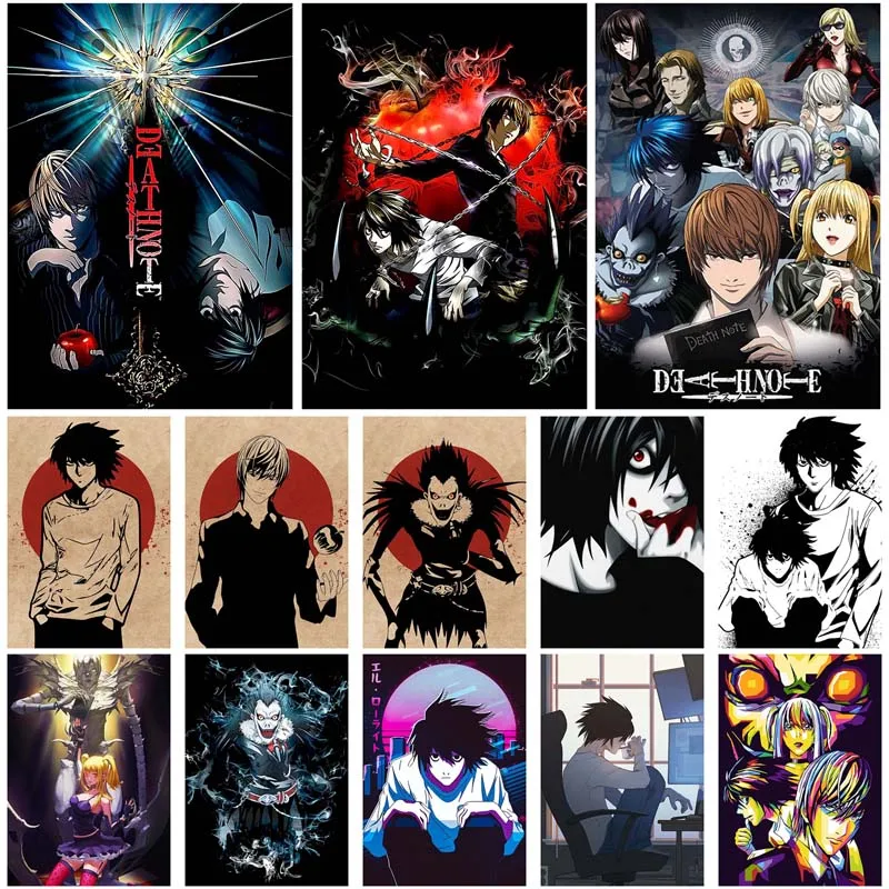 

White Coated Paper Death Note Poster Japanese Anime Posters and Prints Wall Art Decor Home Room Bar Interior Decoration Painting
