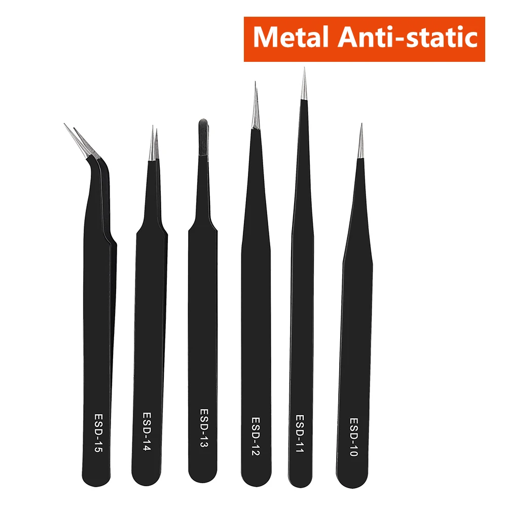 6 видов антистатических пинцетов из нержавеющей стали инструменты для