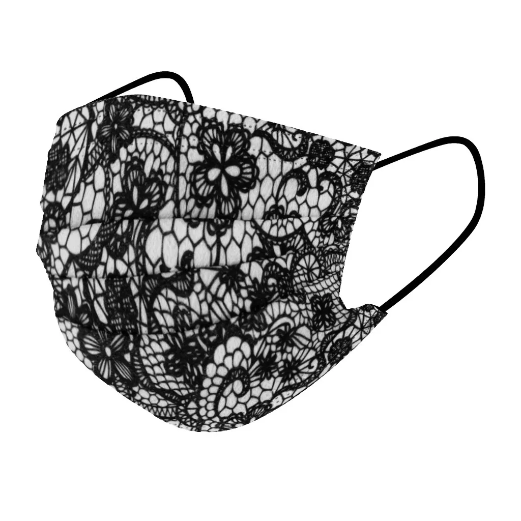 Masque 50 шт. взрослых Модное кружевное одноразовая защита три Слои дышащая уход за