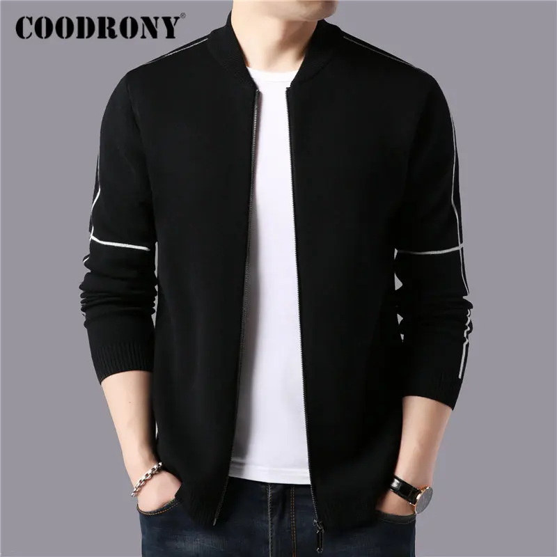 Бренд COODRONY, мужской свитер, уличная мода, на молнии, свитер, пальто,, осень, зима, толстый теплый кашемировый шерстяной кардиган, мужской 91102