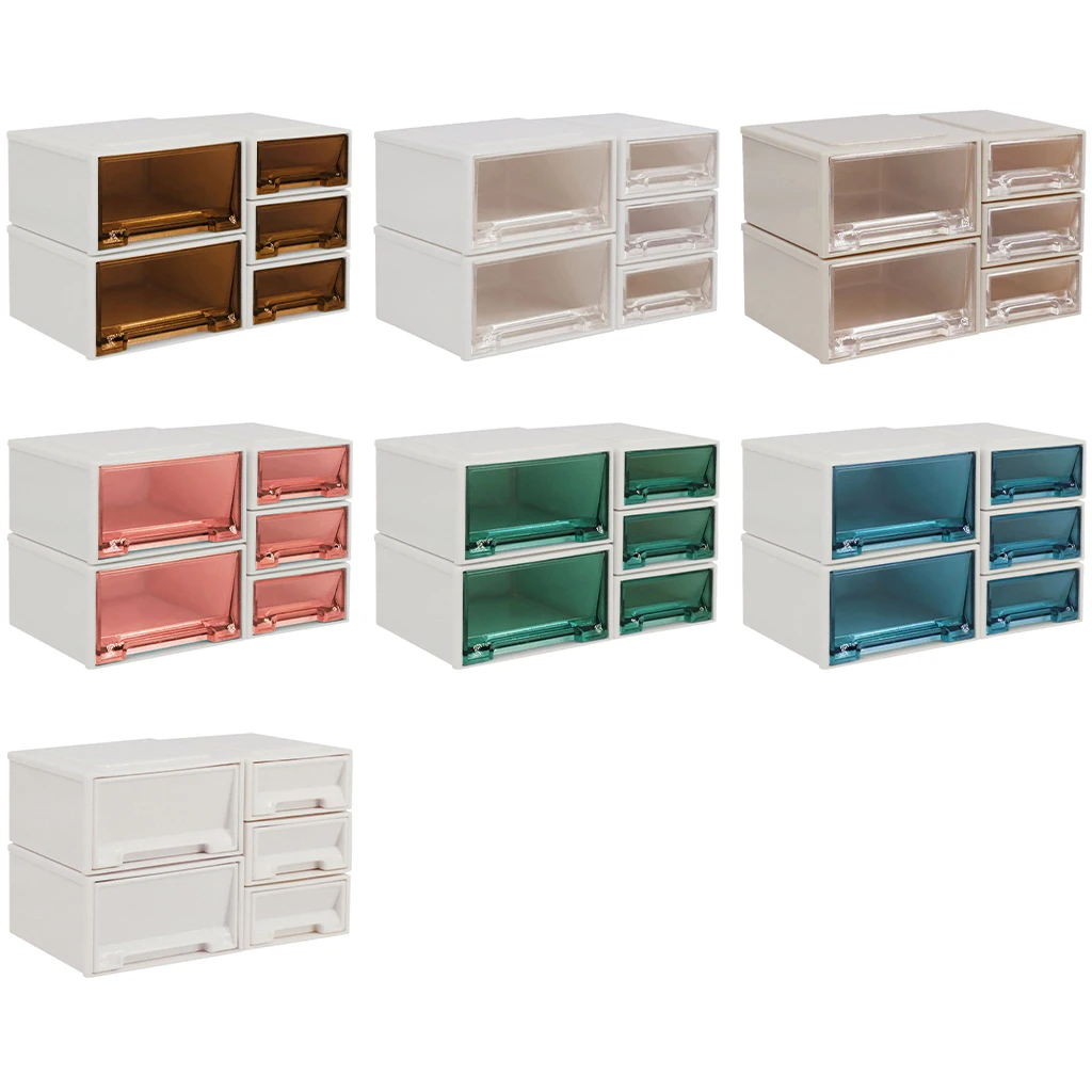

5 Pieces Miniature Storage Box with Drawer Dollhouse Cute Type Storage Bin Multicolor Plastic Mini Cosmetics Storage Organizer