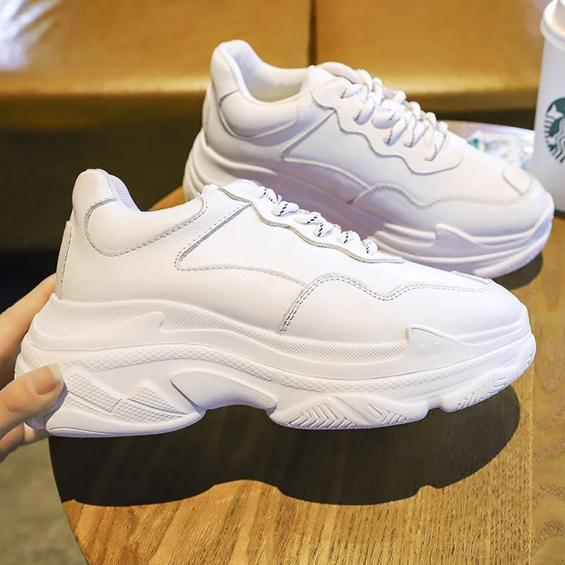 Женские кроссовки на толстой подошве белые платформе повседневная обувь Zapatos De