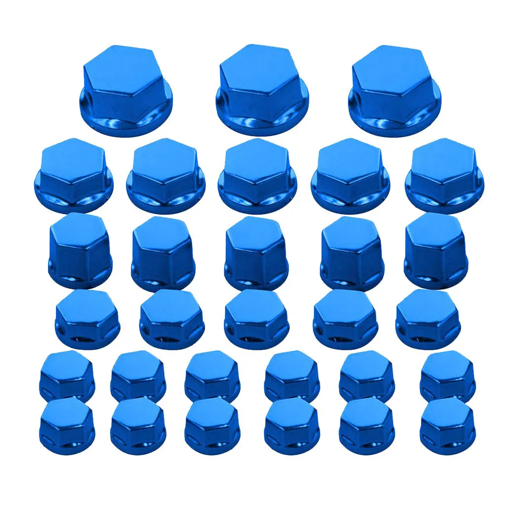 

30Pc Motorcycle Nut Screw Cover For Yamaha Kawasaki Harley Blue