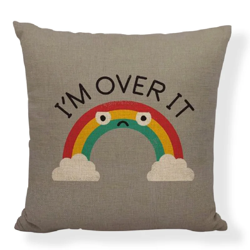 Забавная фраза мультфильм наволочка счастливые дни пиво хлеб Бумеранг радуга