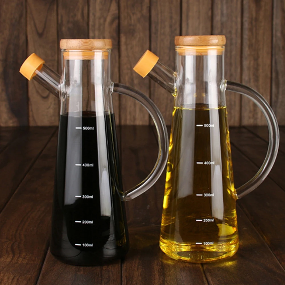 

Transparent High Glass Borosilicate Heat Resistant Glass Oil Pots Kitchen Supplies Bottles Soy Condiments Sauce Vinegar Bottles