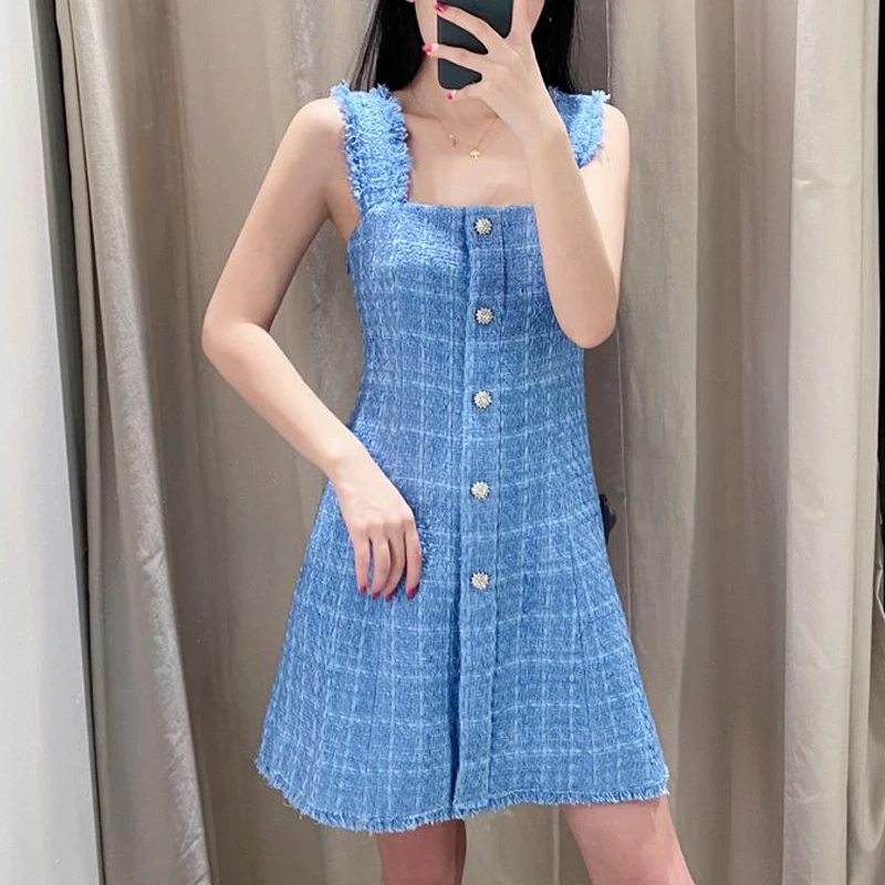 2020 Сезон весна-лето Пикантная обувь для ночного клуба без рукавов мини платье на