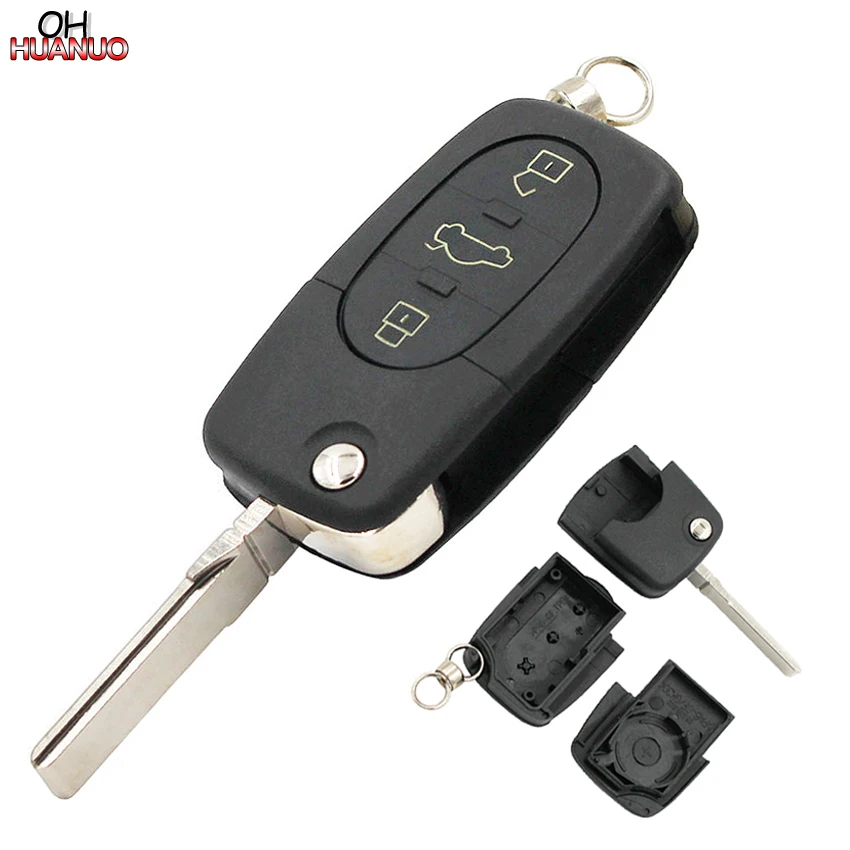 Пустой корпус для дистанционного ключа с 3 кнопками Audi A4 A2 A3 A6 A8 TT RS4 Uncut HU66 Blade CR2032