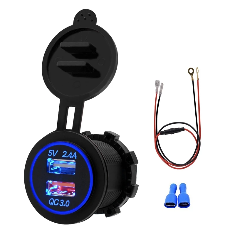 QC 3 0 Автомобильное быстрое зарядное устройство с двумя usb-разъемами для DC12V-24V