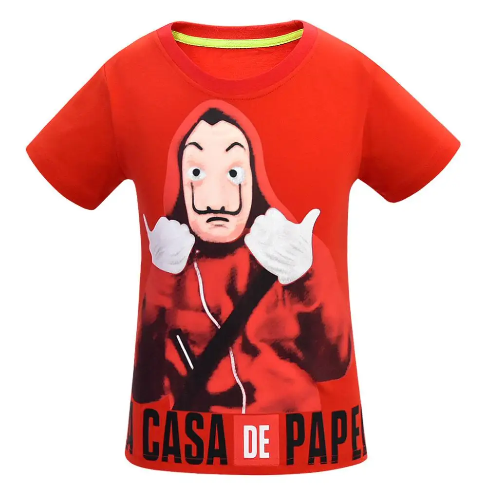 La Casa De Papel/детская футболка Летняя футболка для маленьких мальчиков и девочек, топы с рисунком денег, Детская футболка одежда из бумаги «House of paper» Enfant Happy - Цвет: 3578 Red