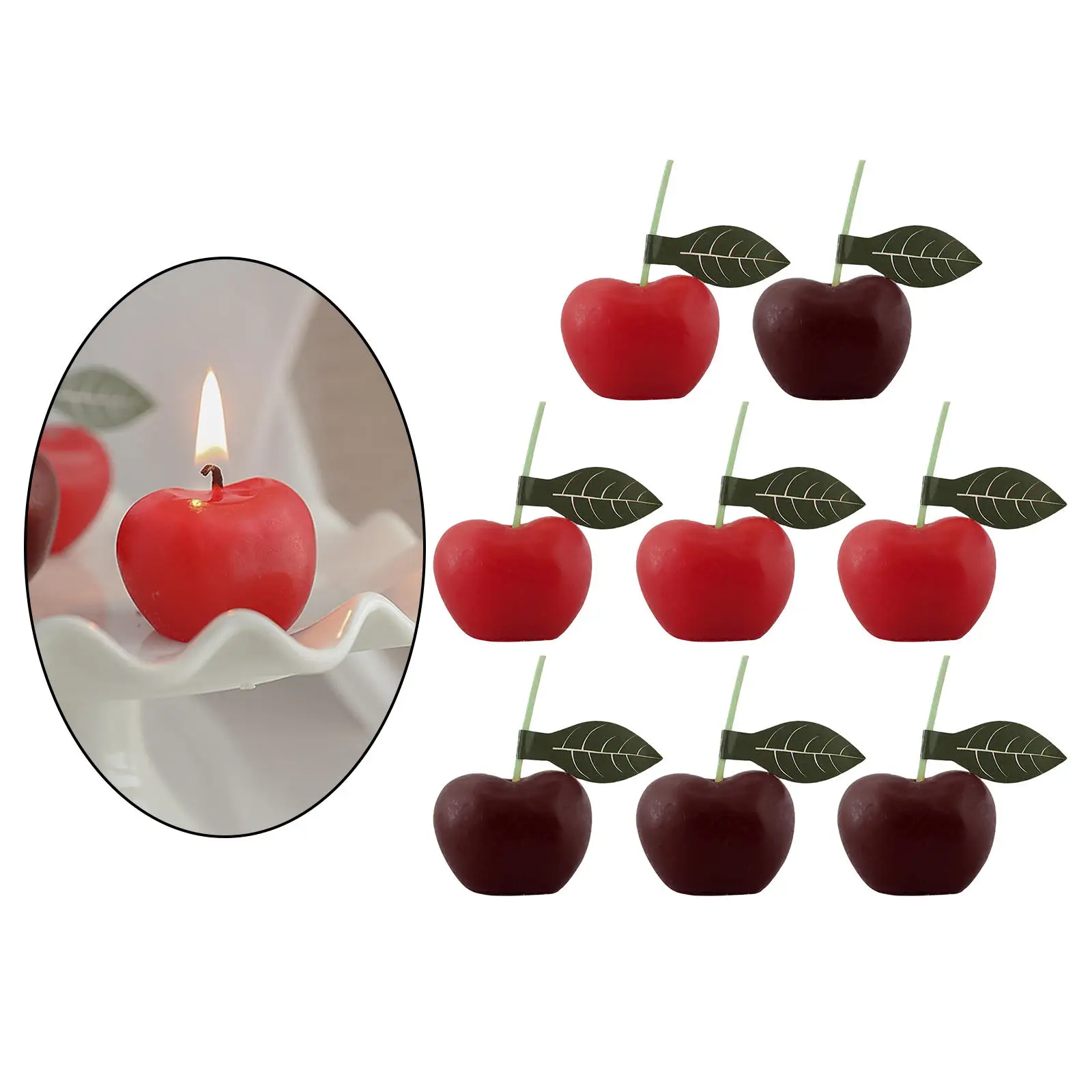 8pcs Home Decoration Cherry Scented Candle Smokeless Used For Festival Birthday Wedding Party Holiday Gift