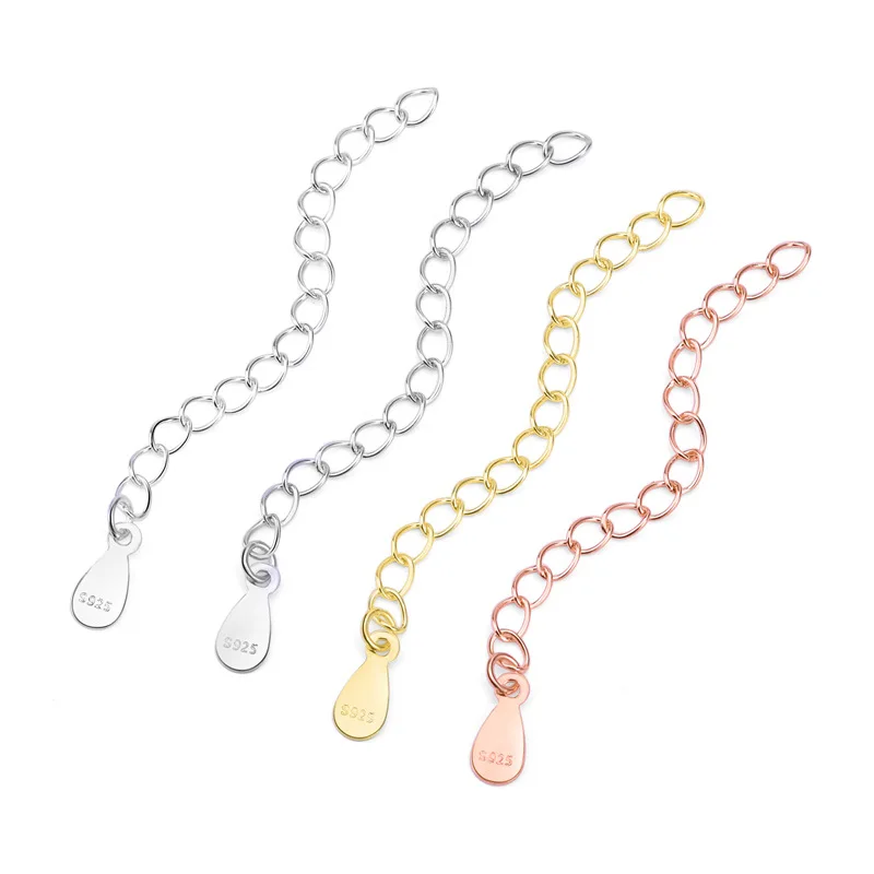 2pcs 925 Sterling Silver 50mm Extended Extension Tail Chain Clasps Connector For DIY Jewelry Making Findings Bracelet Necklace