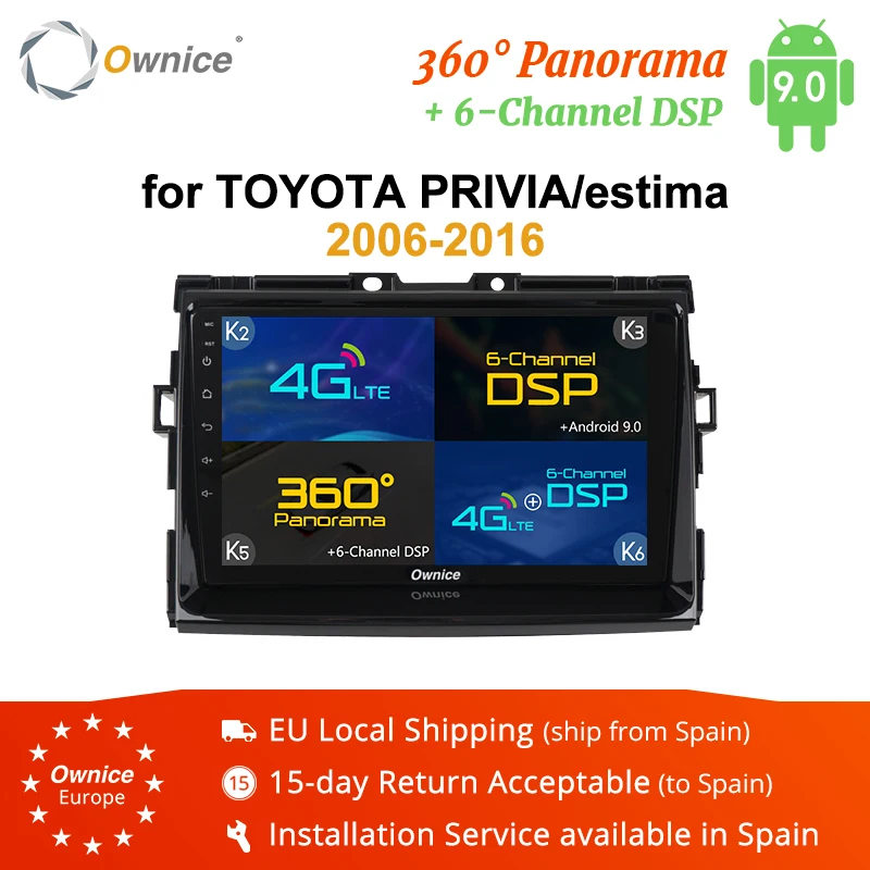 Ownice Android для TOYOTA Estima/PREVIA/Tarago/canarado k3 k5 k6 GPS плеер navi WIFI 4G 360 панорама DSP SPDIF 2DIN