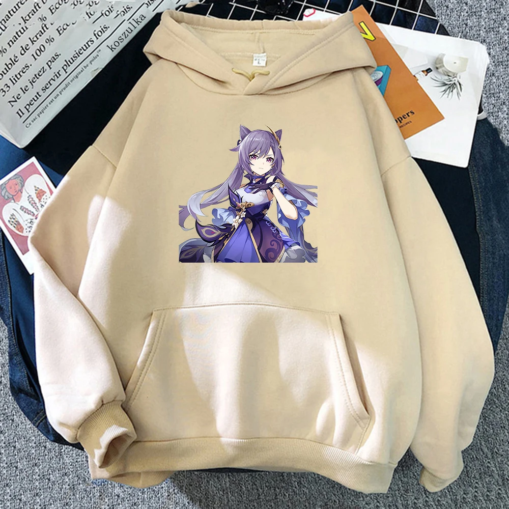 

Hot Anime Keqing Hoodie Women Manga Harajuku fashion Genshin impact Hoodies Women Casual Sweatshirts Pullovers Genshin Hoody