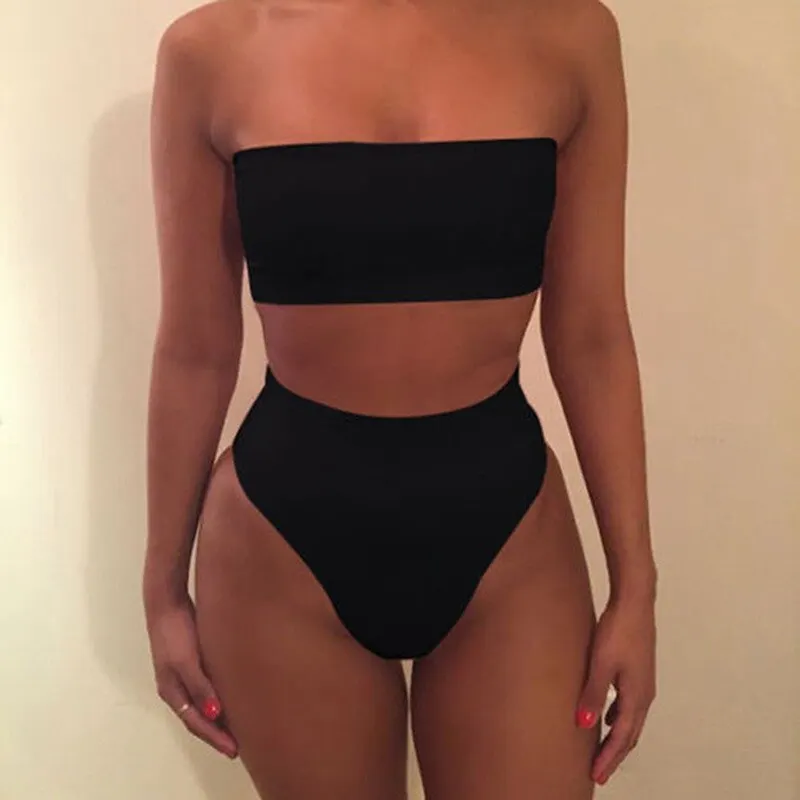 Solid Bikini Brazillian Swimsuit Women Set Sexy Off Shoulder Swimwear Female Swimming Biquini Maillot De Bain Femme | Женская одежда