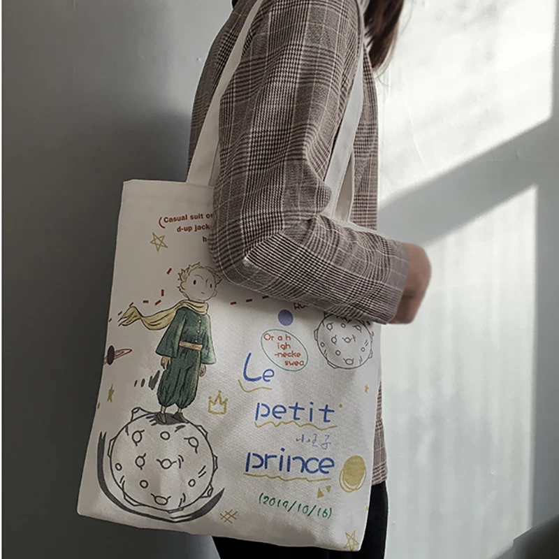 Женская сумка через плечо Холщовая Сумка тоут хозяйственная с мультяшным