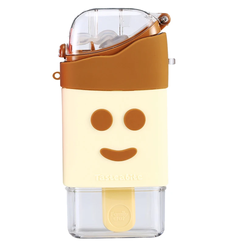 

New Summer Cute Donut Ice Cream Water Bottle With Straw Creative Square Watermelon Cup Portable Leakproof Tritan Bottle BPA Free