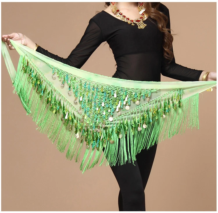 Женский набедренный платок для восточных танцев модный треугольный с кисточками