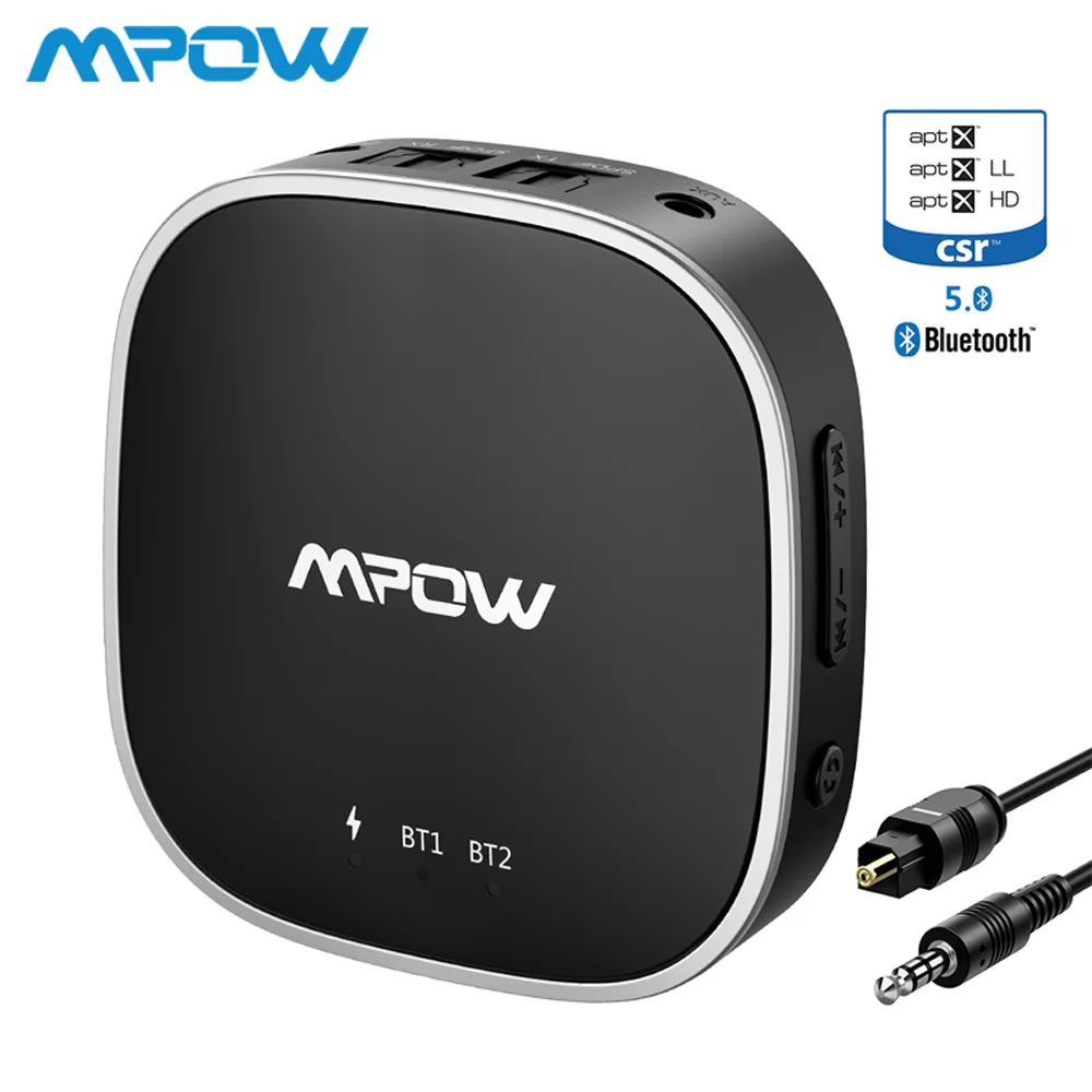 Black Adapter Mpow Bluetooth 5,0 приемник передатчик аудио адаптер Поддержка оптический Toslink/Aux/RCA порт APTX HD/низкая Задержка/APTX для ТВ автомобиля - Цвет: Black Adapter