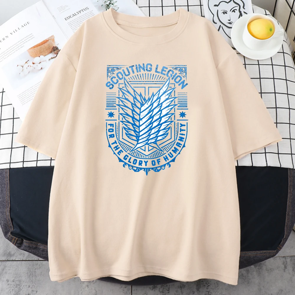 

Футболка мужская с коротким рукавом и круглым вырезом, винтажная Свободная рубашка с аниме принтом «атака на Титанов», уличная одежда в стиле Харадзюку, лето