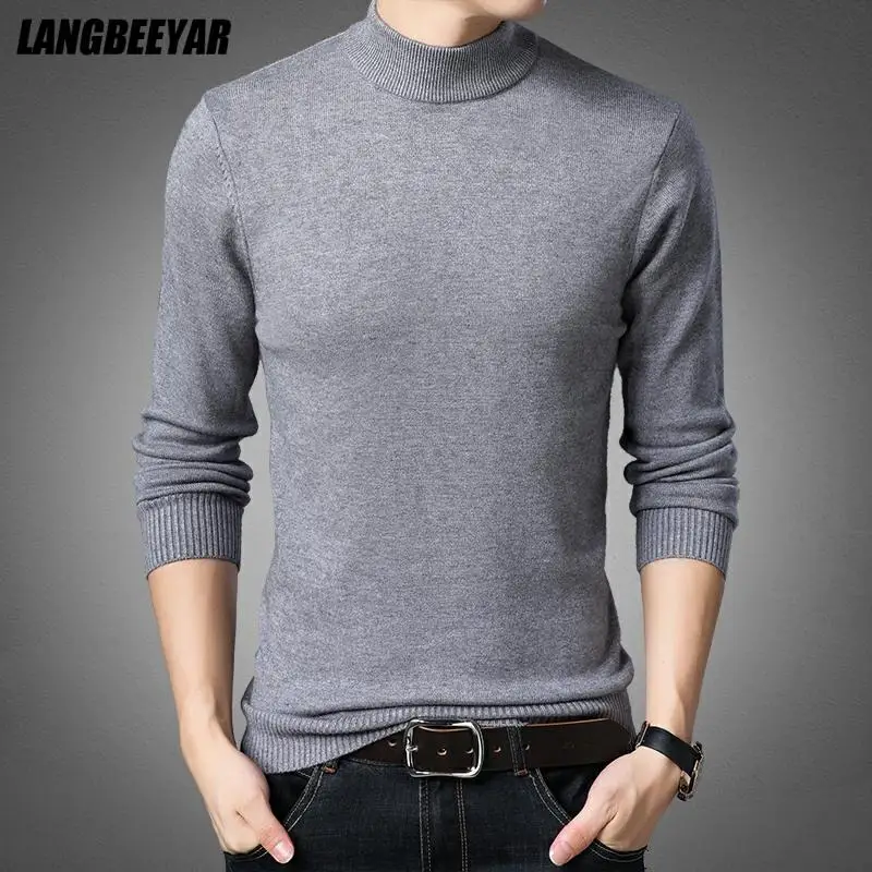 

Top Quality New Brand Knit Pullover Turtle Necks Sweater Autum Winter Solid Color Simple Casual Men Jumper Fashion Clothing 2021