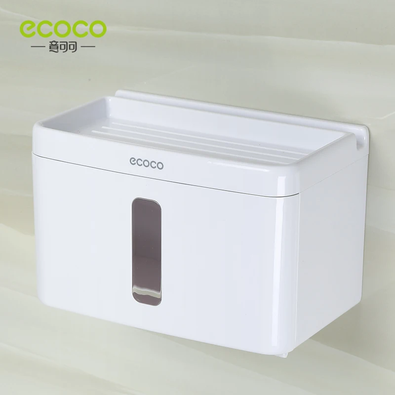 

ECOCO Toilet Tissue Box Waterproof Non-Perforated Paper Box Bathroom Pumping Box Paper Phone Holder Capable of Amplifying Sound