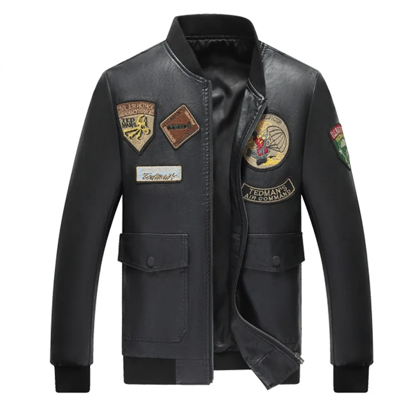 

Мужская куртка из искусственной кожи, мужская бейсбольная форма, тонкий парашютный костюм с вышивкой, кожаная куртка из искусственной кожи,...