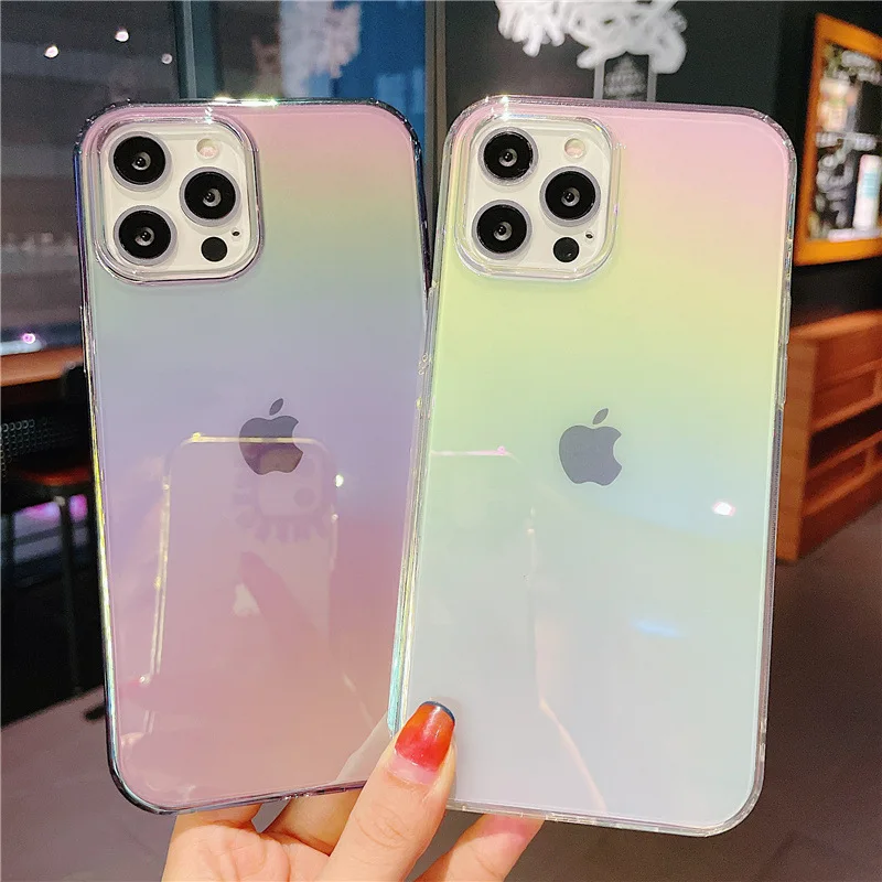 

Gradient Rainbow Case For Iphone 13 12 Promax 11 Pro X XR XS XSMax 13 Mini 7 8 Plus ​Laser Colorful Dream 13 Fashion Phone Cover