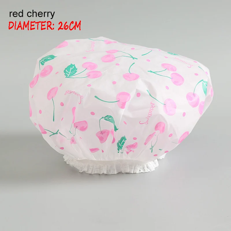 red cherry Душ Кепки уплотненные теплые леггинсы с эластичной резинкой; ванна шляпа, шапочка для купания для Для женщин парикмахерский салон в горошек водонепроницаемые изделия для ванной комнаты Аксессуары для ванной комнаты - Цвет: red cherry