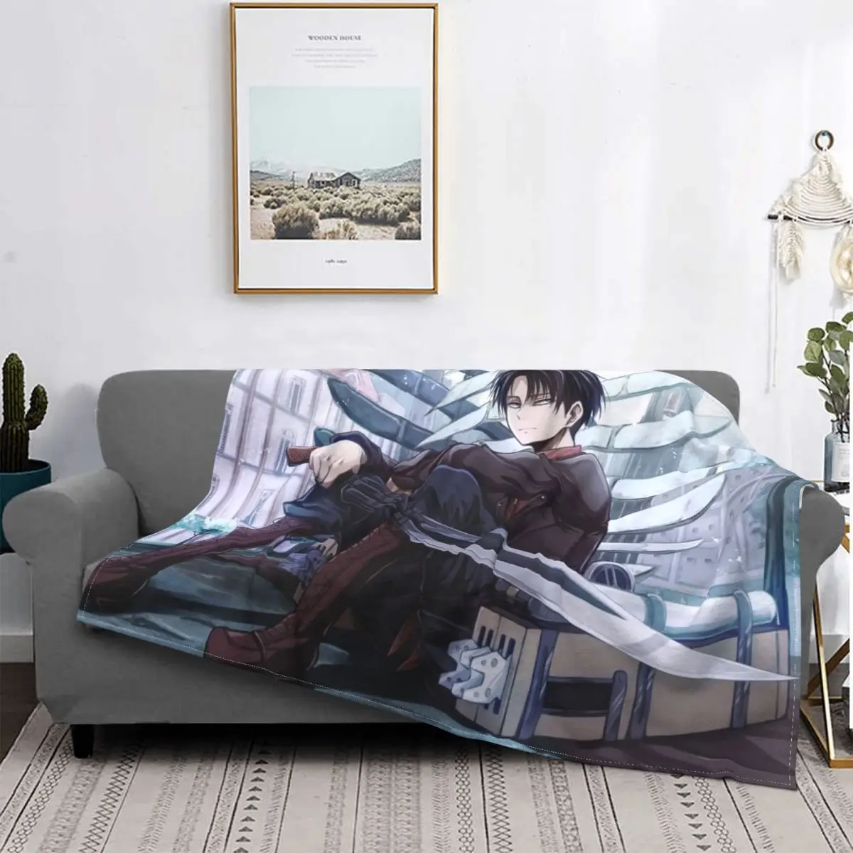 

Levi Blanket Flannel Winter Attack On Titan Shingeki No Kyojin Portable Super Soft Throw Blankets for Home Office Bedspreads