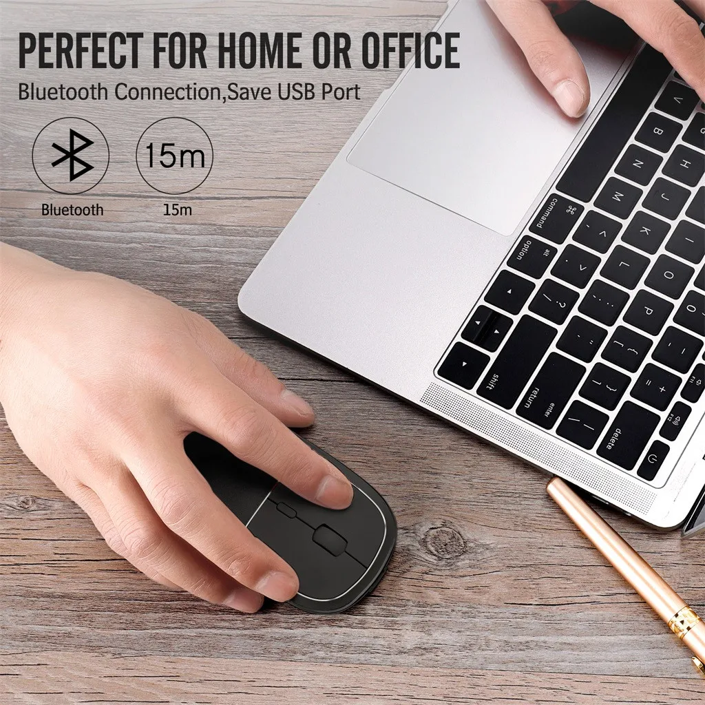 

Rechargeable Blueteeth Wireless Mouse Metal Noiseless Silent Click Optical Mouse Dual Modes Receiver Wireless Mouse for PC New