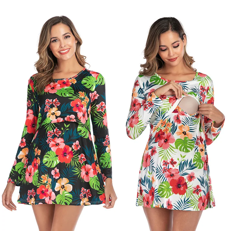 

Materity Temperament Versatile Print Women Dress For Nursing Dresses